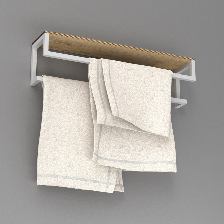 Håndklædeholder med hylde 14x60 cm hvid