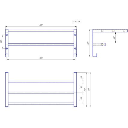 Håndklædeholder til badeværelsesradiator HF SHEFFIELD 52x25,6 cm, sort