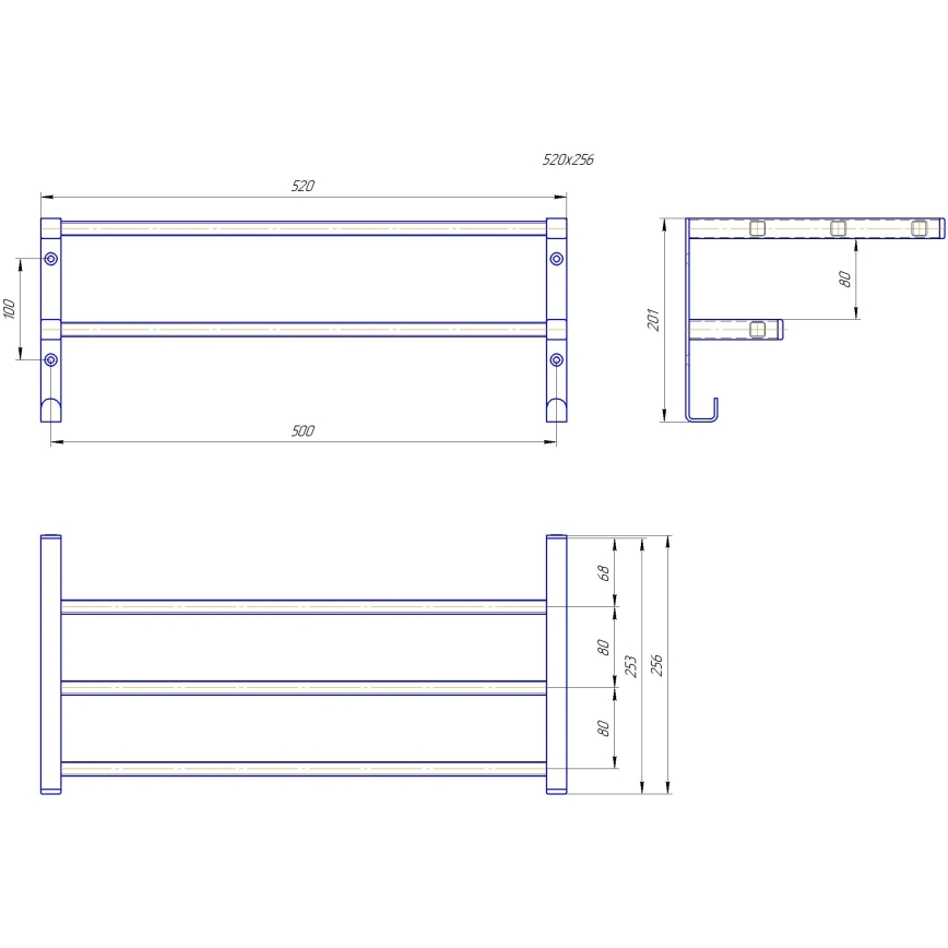 Håndklædeholder til badeværelsesradiator HF SHEFFIELD 52x25,6 cm, sort
