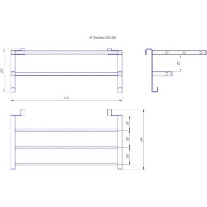 Håndklædeholder til badeværelsesradiator HF SHEFFIELD 52x28,4 cm sort