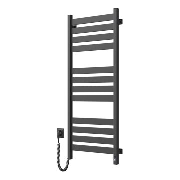 Håndklædetørrer (stigeradiator) med termostat LARGO 541W/230V 120,6 cm IP44, sort, venstrevendt, firkantet