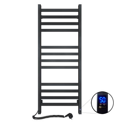Badeværelseshåndklædetørrer med termostat AVANGARD 459 W/230 V 120,6 cm IP44, sort, venstrevendt, kantet