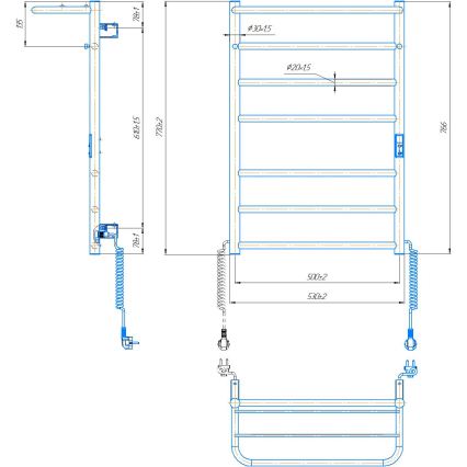 Håndklædevarmer til badeværelse HOME 95W/230V 77x53 cm, rustfrit stål/krom, højre