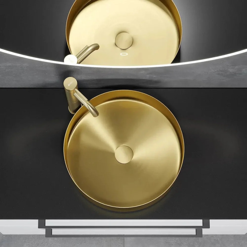 Håndvask til bordplade LJORDAL Ø 40 cm stål/messing