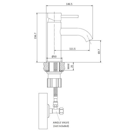 Håndvaskarmatur DRAGOR 15,6 cm mat sort