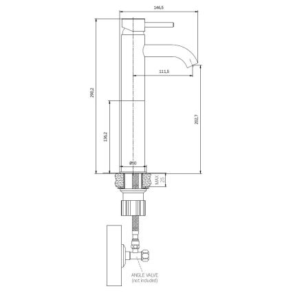 Håndvaskarmatur DRAGOR 29 cm, poleret messing