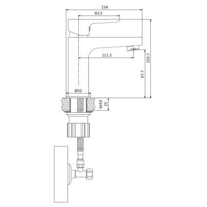 Håndvaskarmatur NAESBY 15,9 cm mat sort