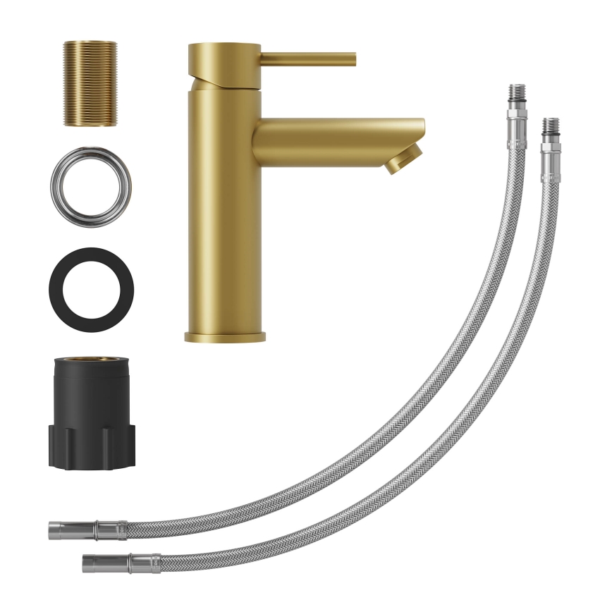 Håndvaskarmatur RINGSTED 17,8 cm, børstet messing