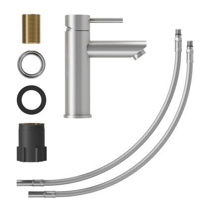 Håndvaskarmatur RINGSTED 17,8 cm børstet rustfrit stål