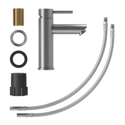 Håndvaskarmatur RINGSTED 17,8 cm pulverlakeret grå