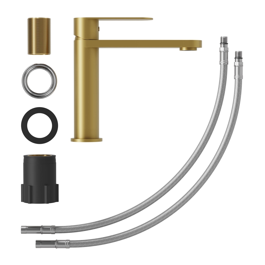 Håndvaskarmatur TARNBY 17,3 cm i børstet messing