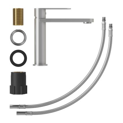 Håndvaskarmatur TARNBY 17,3 cm i børstet rustfrit stål