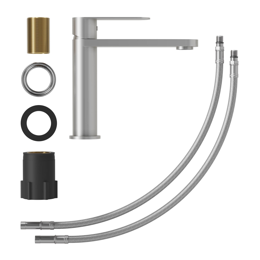 Håndvaskarmatur TARNBY 17,3 cm i børstet rustfrit stål