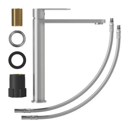 Håndvaskarmatur TARNBY 27,3 cm i børstet rustfrit stål