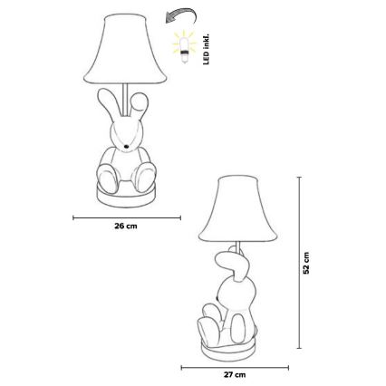 Happy Lamps - LED bordlampe til børn BENNY LED/5,4W/230V kanin