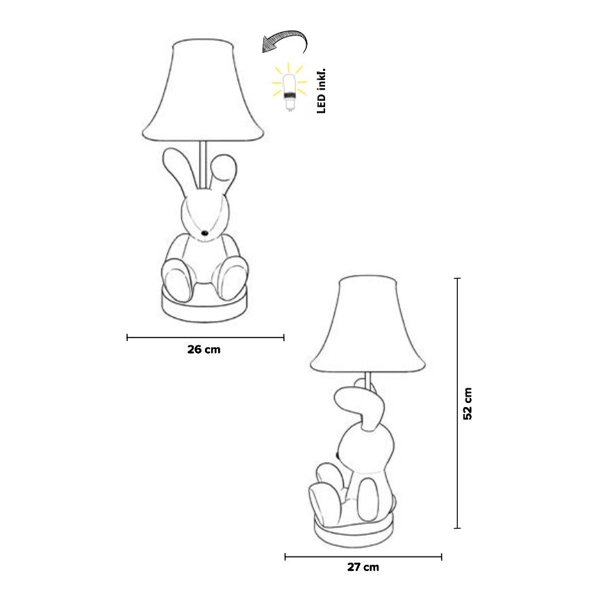 Happy Lamps - LED bordlampe til børn BENNY LED/5,4W/230V kanin