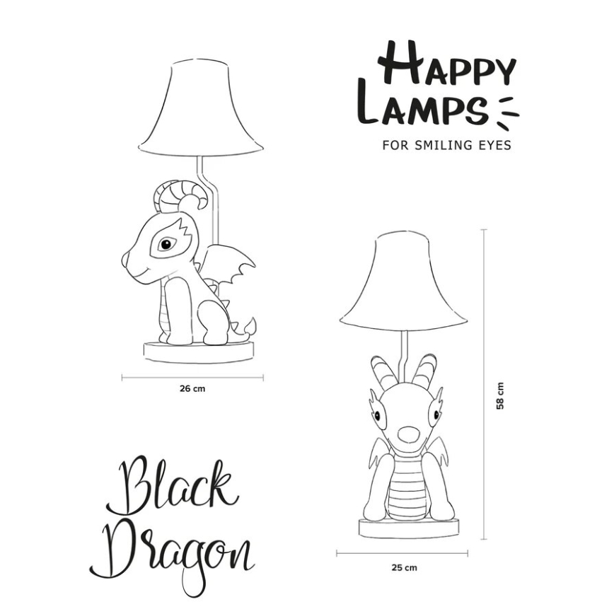 Happy Lamps - LED bordlampe til børn BLACK DRAGOON LED/5,4W/230V drage