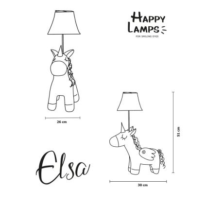 Happy Lamps - LED bordlampe til børn ELSA LED/5,4W/230V enhjørning