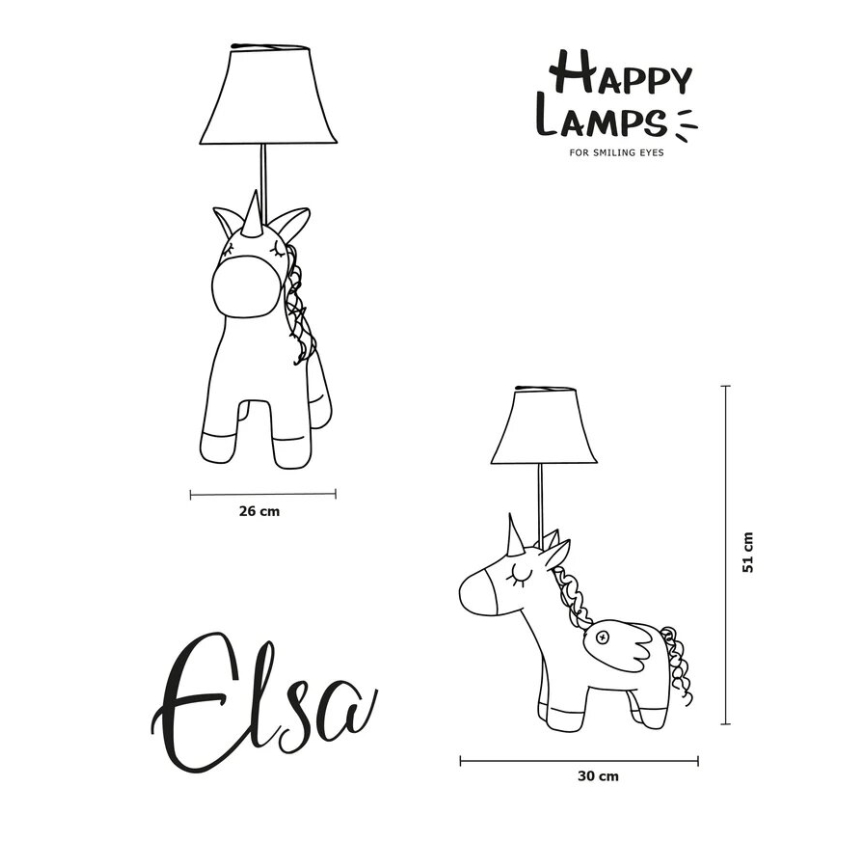 Happy Lamps - LED bordlampe til børn ELSA LED/5,4W/230V enhjørning