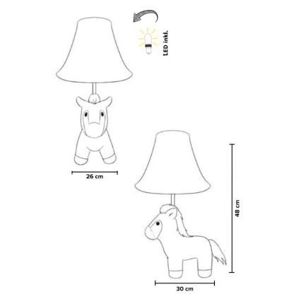 Happy Lamps - LED bordlampe til børn ELVIS LED/5,4W/230V hest