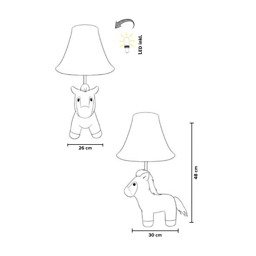 Happy Lamps - LED bordlampe til børn ELVIS LED/5,4W/230V hest