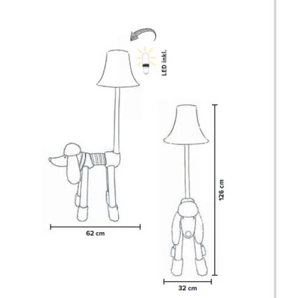 Happy Lamps - LED gulvlampe til børn BELLO LED/5,4W/230V puddel