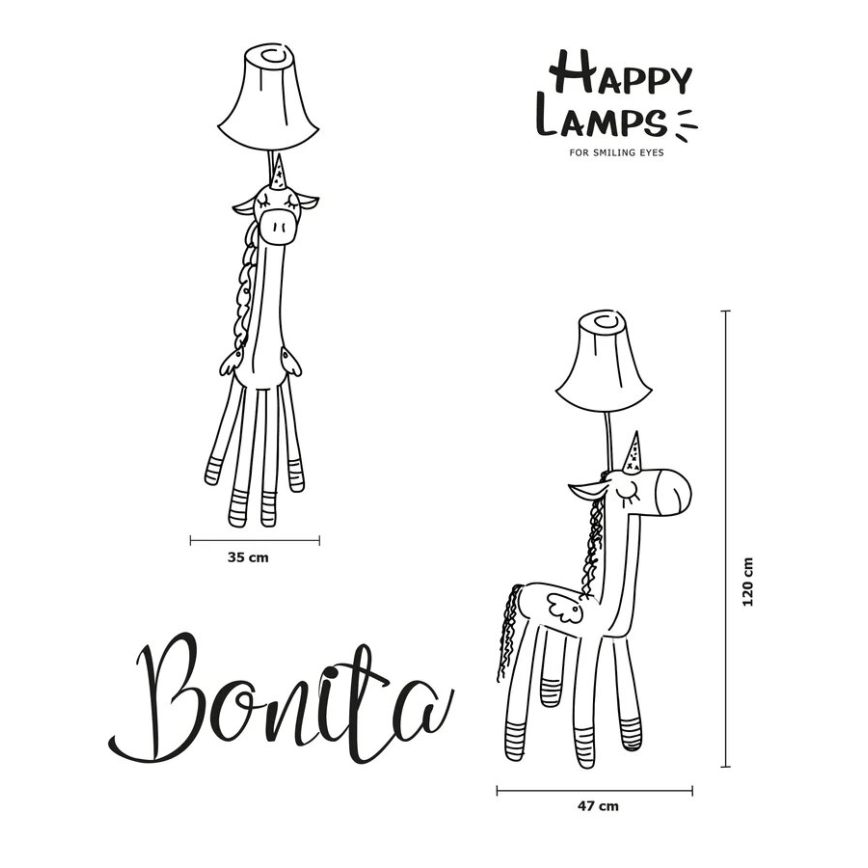 Happy Lamps - LED Gulvlampe til børn BONITA LED/5,4W/230V enhjørning