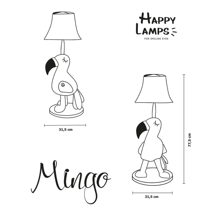 Happy Lamps - LED Gulvlampe til børn MINGO LED/5,4W/230V flamingo
