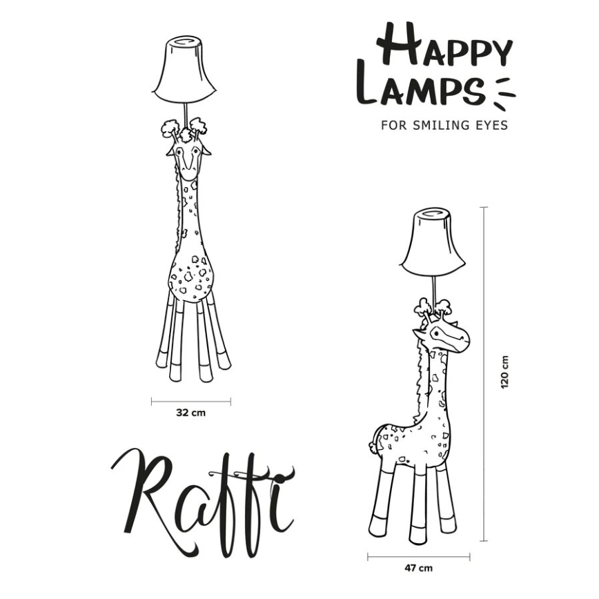 Happy Lamps - LED gulvlampe til børn RAFFI LED/5,4W/230V giraf