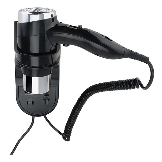 Hårtørrer med holder 11x24 cm sølv/sort