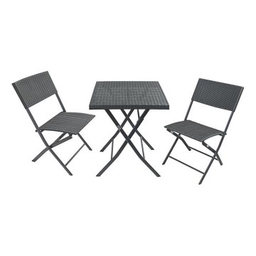 Havebord med 2 stole, grå