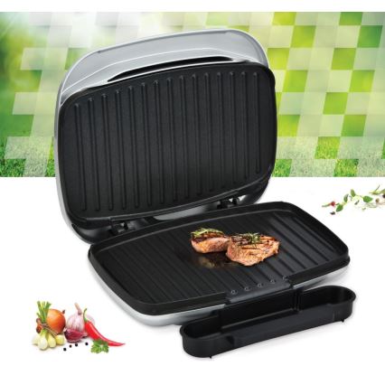 Heinner HEG-F1000SL - Kontaktgrill 1000W/230V mat krom/sort