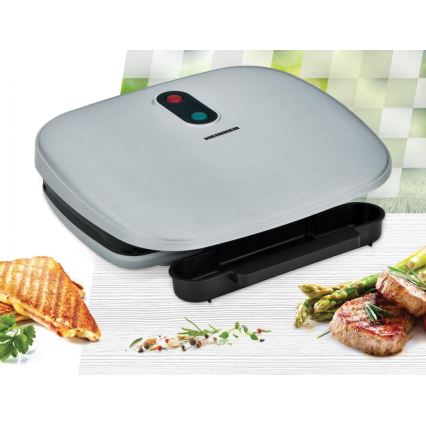 Heinner HEG-F1000SL - Kontaktgrill 1000W/230V mat krom/sort