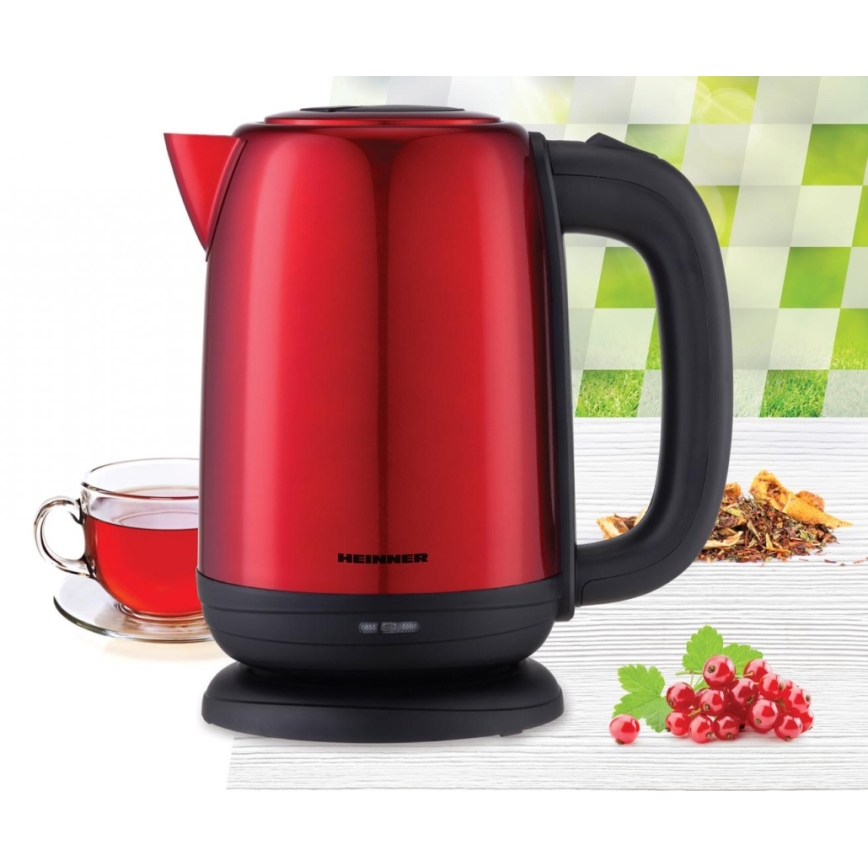 Heinner HEK-2200RDSS - Hurtig elkedel 1,7 l 2200W/230V rød/sort