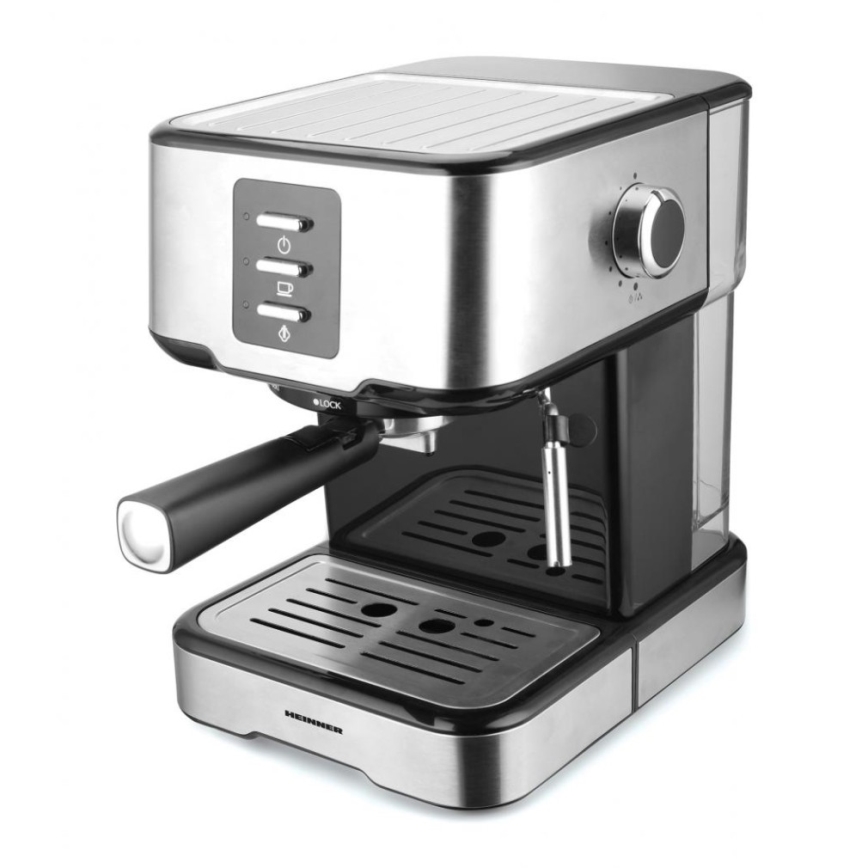 Heinner HEM-850IXBK - Manuel espressomaskine med portafilter 850W/230V, rustfrit stål/sort