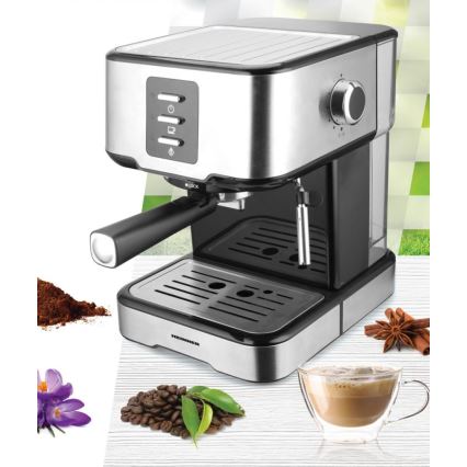 Heinner HEM-850IXBK - Manuel espressomaskine med portafilter 850W/230V, rustfrit stål/sort