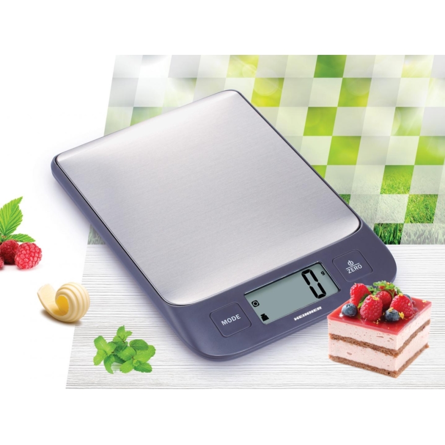 Heinner HKS-5IXBK - Digital køkkenvægt 2xAAA grå/mat krom