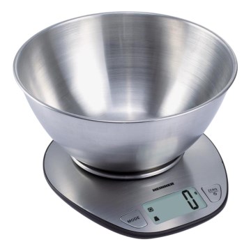 Heinner HKS-5SS - Digital køkkenvægt med skål, 2x AAA, rustfrit stål