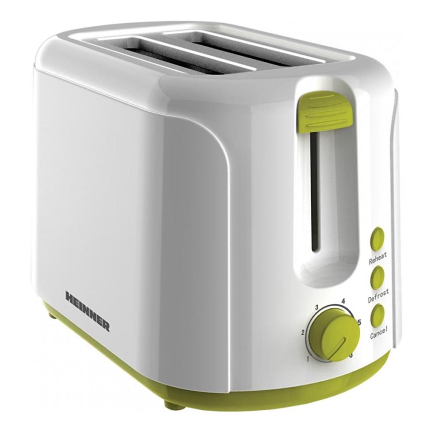 Heinner TP-750GR - 2-skives brødrister 750W/230V hvid/grøn