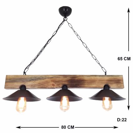 HEPSI pendel på kabel 3xE27/40W/230V, gran/valnød