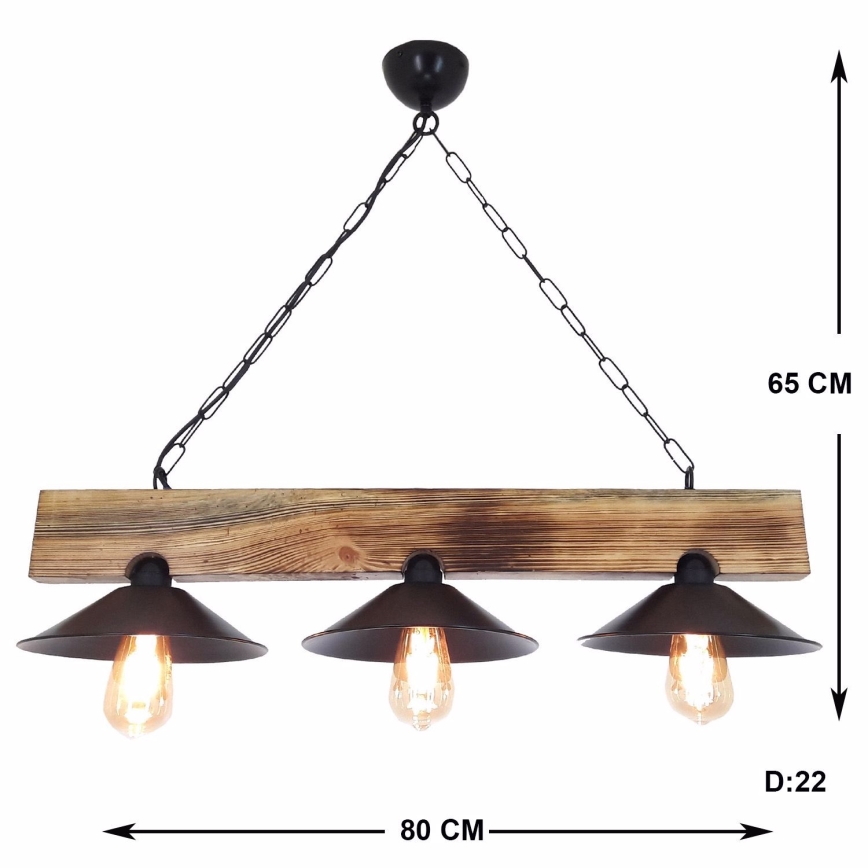 HEPSI pendel på kabel 3xE27/40W/230V, gran/valnød