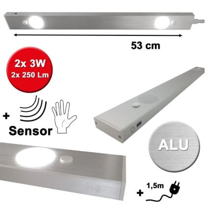 HiLite - LED underskabslampe med sensor BERN 2xLED/3W/230V 4000K