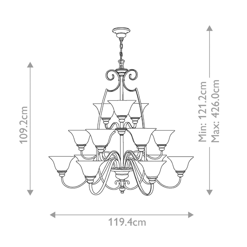 Hinkley - Pendel med kædeophæng CELLO 15xE27/60W/230V