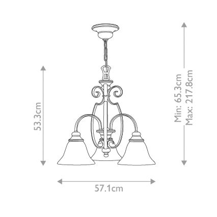 Hinkley - Pendel med kædeophæng CELLO 3xE27/60W/230V