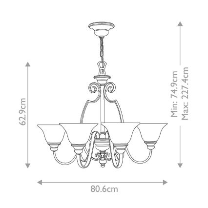 Hinkley - Pendel med kædeophæng CELLO 6xE27/60W/230V