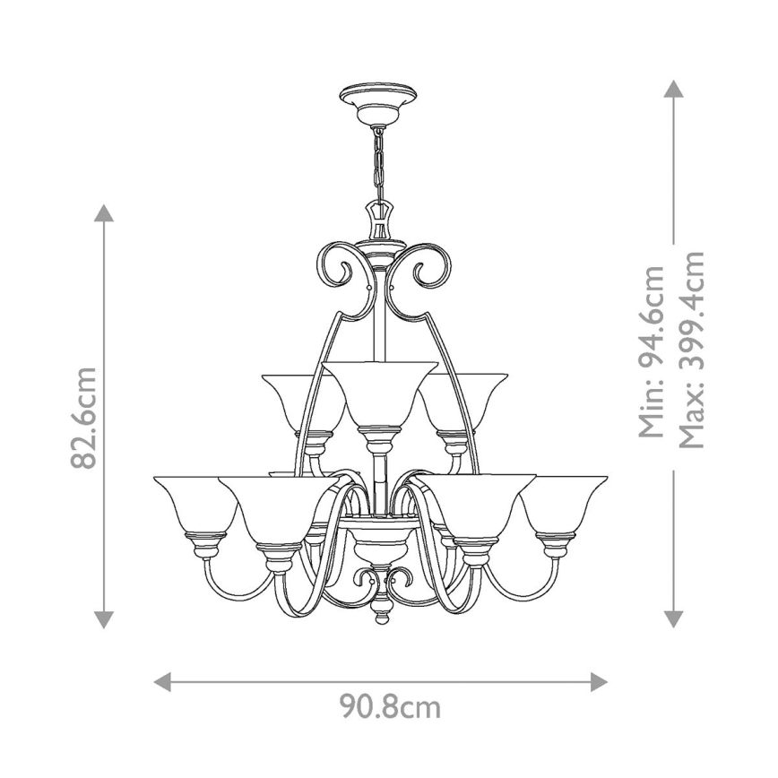 Hinkley - Pendel med kædeophæng CELLO 9xE27/60W/230V