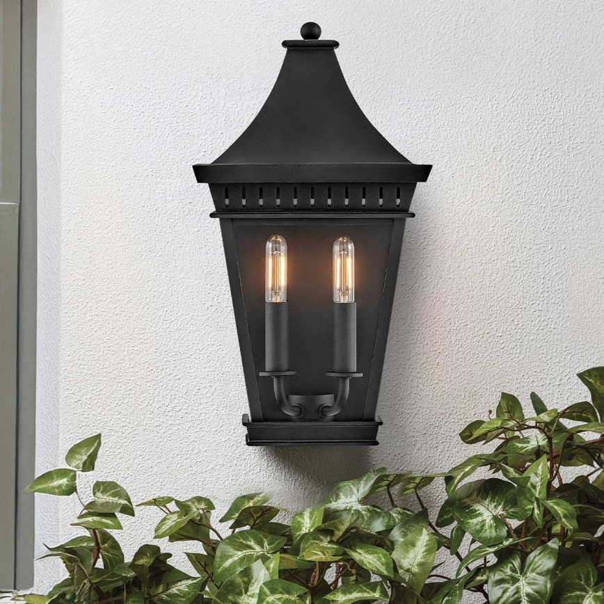 Hinkley - Udendørs væglampe CHAPEL HILL 2xE14/40W/230V IP44 sort