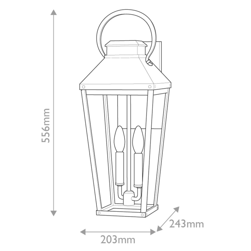 Hinkley - Udendørs væglampe DAWSON 2xE14/40W/230V IP44 sort
