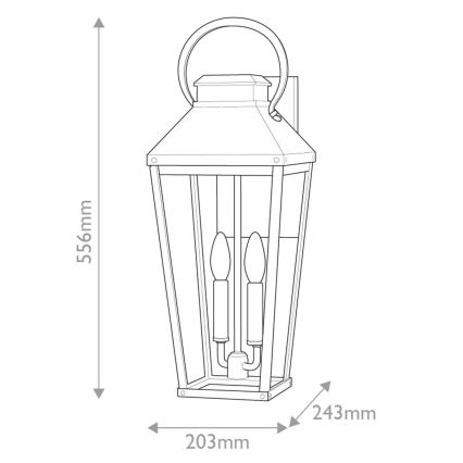 Hinkley - Udendørs væglampe DAWSON L 2xE14/40W/230V IP44 sort