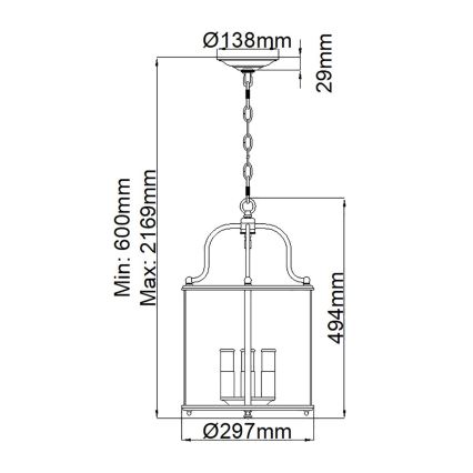 Hinkley - GENTRY kædeophængt lysekrone 4xE14/60W/230V, mat krom